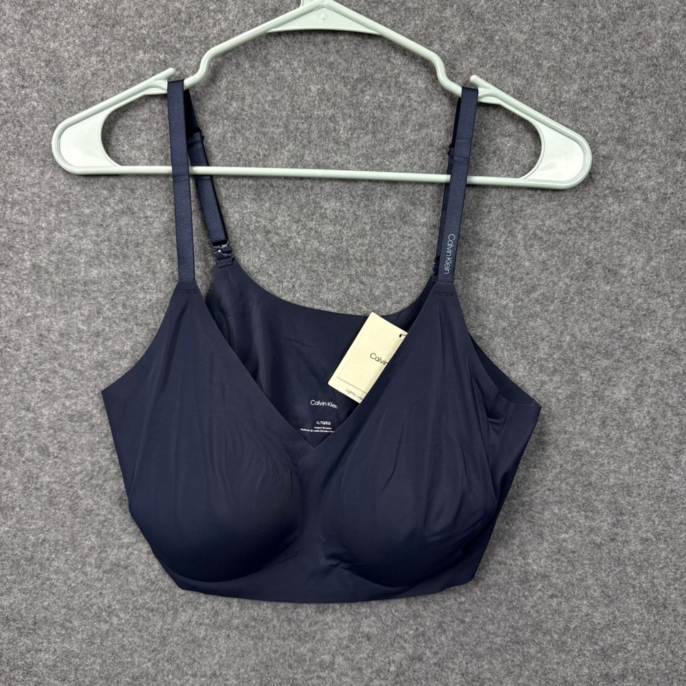 Calvin Klein‎ Mens Invisible Lightly Lined Triangle Bralette Navy Blue XL QF5753